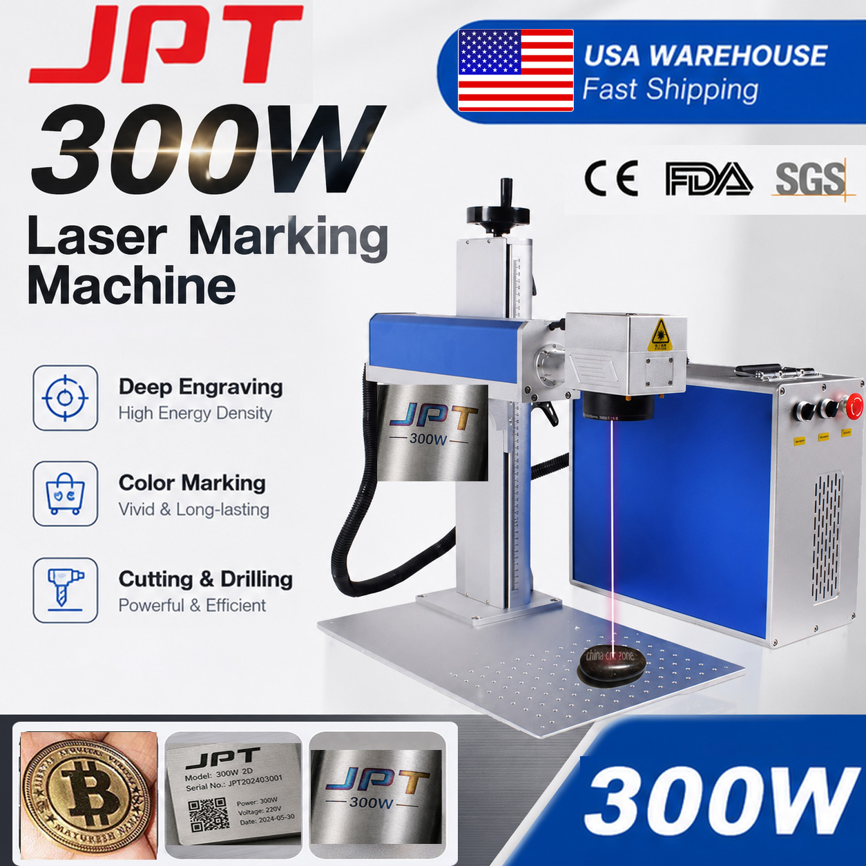 Fiber Laser Cutting Machine - 300W JPT Mopa Fiber Laser Marking